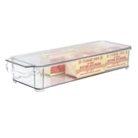 Clear Fridge Organizer Bin with Lid, 11.8x3.7
