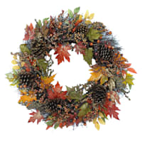 Glittered Maple Leaves & Berry Wreath, 30"
