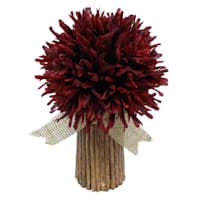 Red Mum Arrangement in Natural Vase, 9"