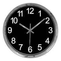 Black & Chrome Accent Round Wall Clock, 10"