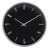 Black & Chrome Accent Round Wall Clock, 14"