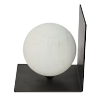 1-Piece White Wood & Metal Orb Bookend, 6"