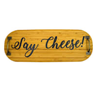 Wooden Say Cheese Serving Board with Iron Handles, 22"