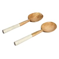 Set of 2 White Marble Handle Salad Servers