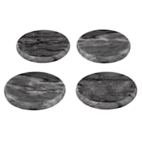 Set of 4 White Marble & Brass Inlay Coasters