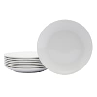 8-Piece Round Ceramic Dinner Plates, White