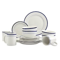 16-Piece Blue Rim Ceramic Dinnerware Set