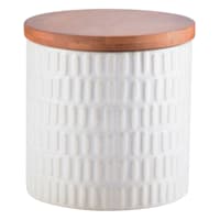 White Vertical Dash Stoneware Canister, 5"