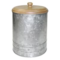 Galvanized Metal Canister with Wood Lid, Large