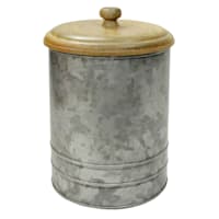 Galvanized Metal Canister with Wood Lid, Medium