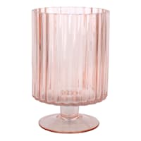 Pink Glass Hurricane Candle Holder, 6"