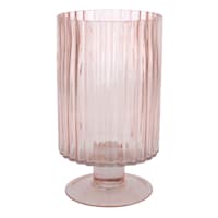 Pink Glass Hurricane Candle Holder, 9"