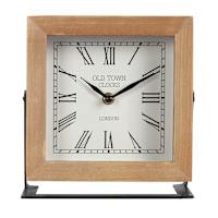 Honeybloom Wooden Square Table Clock, 7"