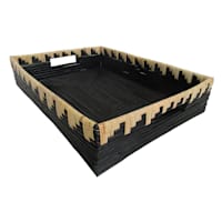 Found & Fable Black & Natural Rattan Tray, 13x17