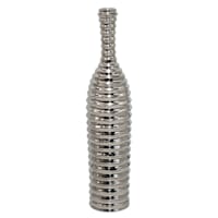 Silver Ceramic Ribbed Vase, 19.5"