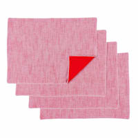 Bistro Set of 4 Chambray Red Placemats, 18x13