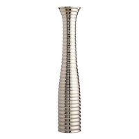 Silver Ribbed Ceramic Vase, 26"