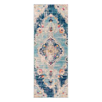 (D493) Floransa Blue Medallion Runner, 2x7