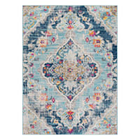 (D493) Floransa Blue Medallion Accent Rug, 3x5