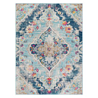 (D493) Floransa Blue Medallion Area Rug, 8x10