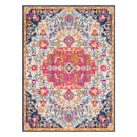 (D495) Floransa Pink Medallion Area Rug, 8x10