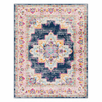 (D494) Found & Fable Floransa Blue & Pink Medallion Accent Rug, 3x5