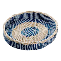 Blue Oval Seagrass Tray, 18x16