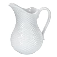 White Ceramic Basket Weave Pitcher, 50oz