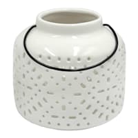 White Ceramic Cutout Lantern, 5"