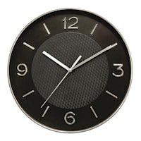 Black Accent 3D Dial Round Wall Clock, 10"