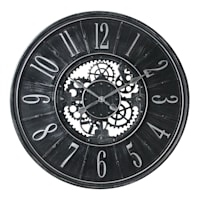 Black Gallery Round Wall Clock, 36"