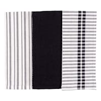 Set of 3 Mixed Black Flat Terry Kitchen Towels