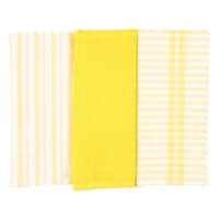 Set of 3 Mixed Yellow Flat Terry Kitchen Towels