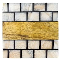 Set of 4 Square Mother of Pearl & Wood Coasters