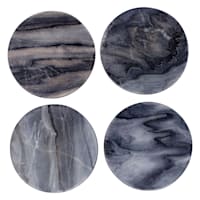 Set of 4 Round Grey Marbled Stoneware Coasters