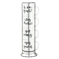 Set of 4 Stacked Get Comfy Mugs, 14oz