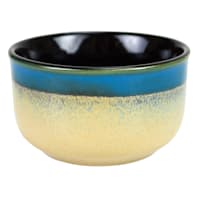 Blue & Tan Reactive Glaze Stoneware Bowl, 4"