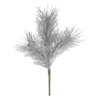 3-Head Silver Glittered Pine Pick, 11"