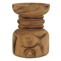 Honeybloom Natural Wood Pillar Candle Holder, 6"