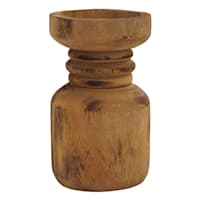 Honeybloom Natural Wood Pillar Candle Holder, 7"