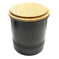 Black Canister with Wood Lid, Medium