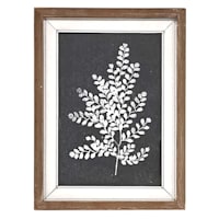 Honeybloom Glass Framed Black & White Fern Silhouette Wall Art, 12x16