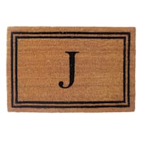 Providence Monogram J Black Natural Border Coir Doormat, 18x27