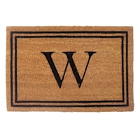 Providence Monogram W Black Natural Border Coir Mat, 18x27