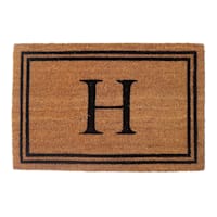 Providence Monogram H Black Natural Border Coir Mat, 18x27