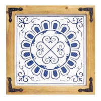 Blue & White Wooden Wall Panel, 20"
