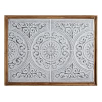 Honeybloom Wooden Framed Embossed White Medallion Wall Art, 29x39