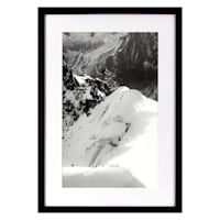 Glass Framed Black & White Mountain Climb Print Wall Art, 16x22