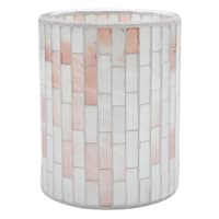 Ivory Mosaic Hurricane Candle Holder, 6"