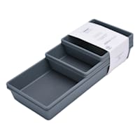 Set of 6 Non-Slip Drawer Organizer Bins, Grey